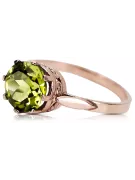 Ring Yellow Peridot Sterling silver rose gold plated Vintage craft vrc366rp